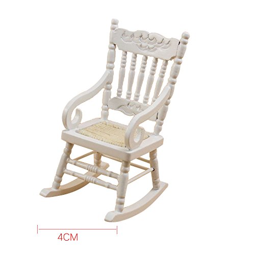 Kicode Klassisch 0,05 Puppenhaus-Zubehör Schaukelstuhl Sitz Weiß oder Kaffee Mini Möbel Massivholz